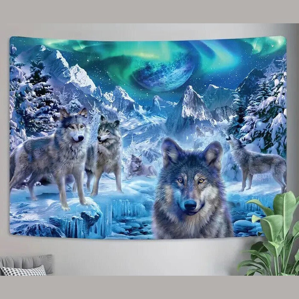 Wolf Wild Animal Vibrant Fabric Tapestry 59" x 51" NEW! Home & Garden:Home Décor:Tapestries Style Your Walls